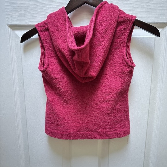 Giesswein Austria Wool Alpaca Sleeveless Hoodie Vest Textured Magenta Pink SMALL - Picture 2 of 10
